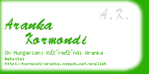 aranka kormondi business card